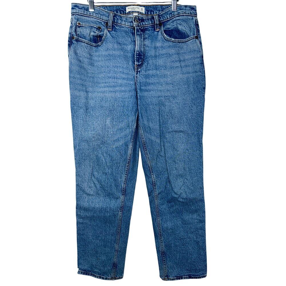 Abercrombie & Fitch Curve Love The Straight Mid Rise Blue Denim Jeans Size 30 10